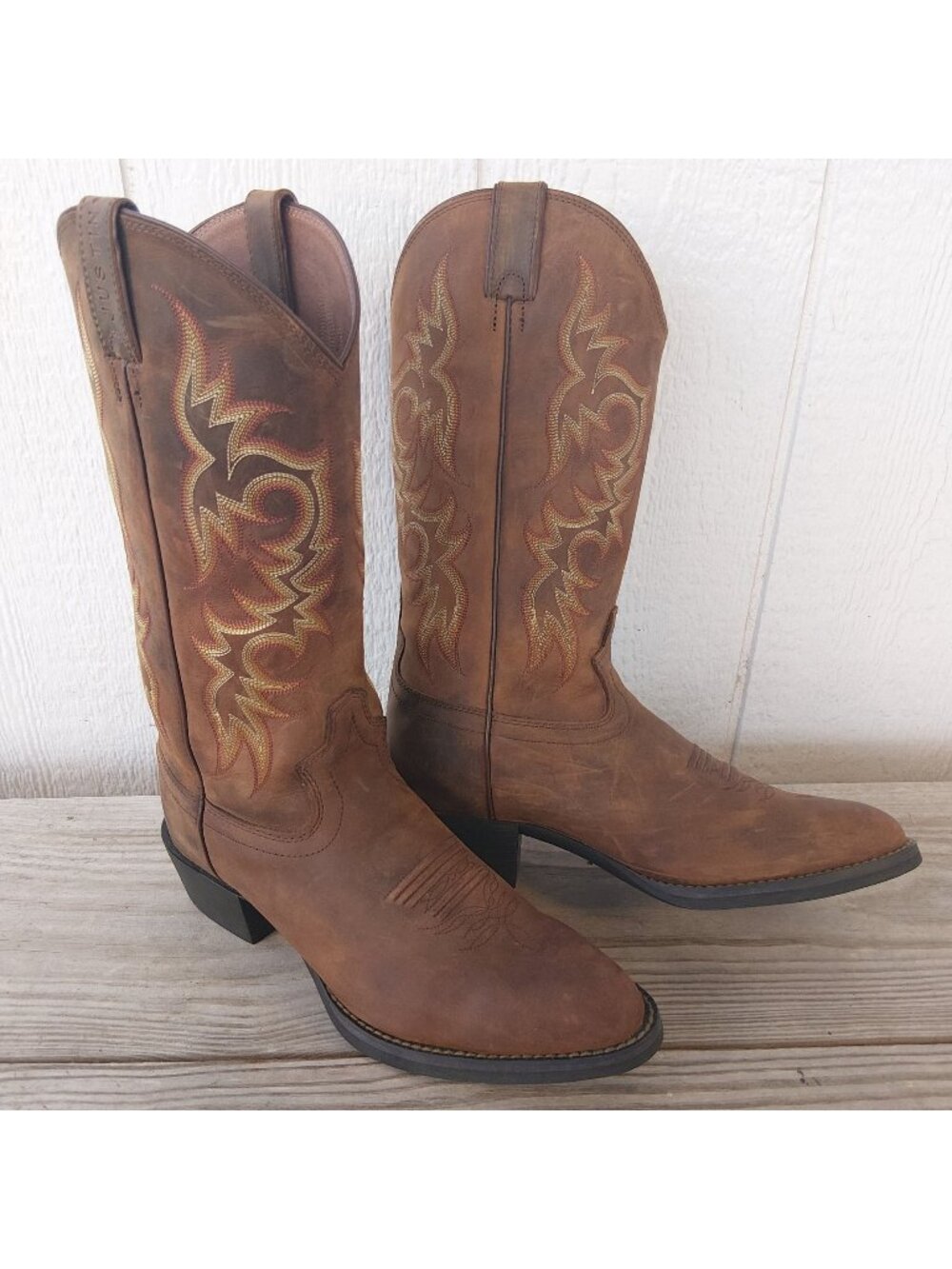 Justin Stampede Mens Sorrel Brown Leather Cowboy Western Boots 9 D 2551